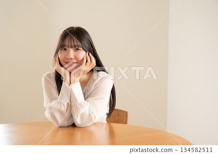 A lady with a cheeks stick A lady with a cheeks stick 134582511