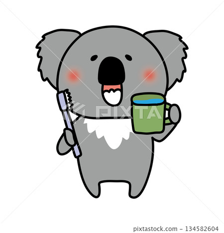 Koala gargling with toothpaste 134582604