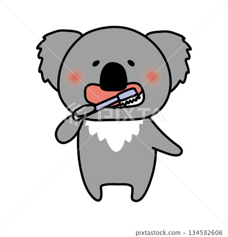 Koala brushing its teeth 134582606