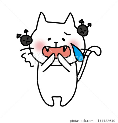 White cat suffering from tooth decay 134582630