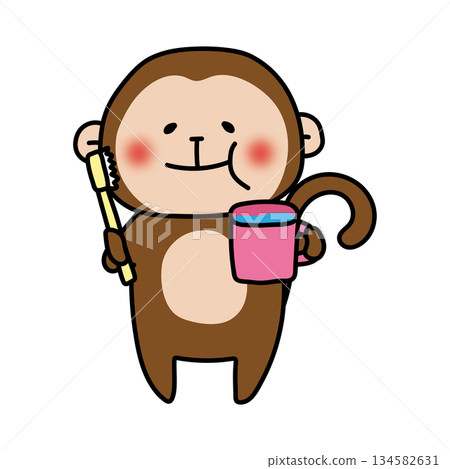 猴子用牙膏漱口 134582631