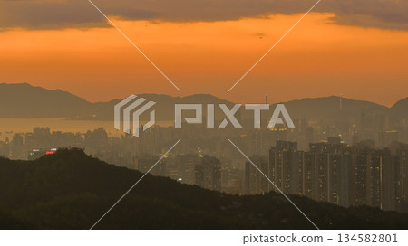 Dec 20 2022 Vibrant Kowloon Skyline With Stunning Sunset Over Harbour Dec 20 2022 Vibrant Kowloon Skyline With Stunning Sunset Over Harbour 134582801