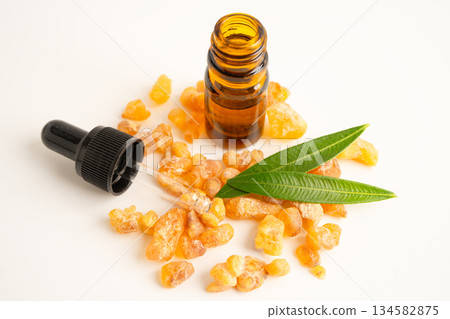 Frankincense or olibanum aromatic resin isolated on white background used in incense and perfumes. Frankincense or olibanum aromatic resin isolated on white background used in incense and perfumes. 134582875