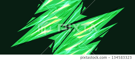 Abstract Background with Sharp Zig Zag Green Energy Shapes in Speed Concept. Design Element for Sports or Match Banners and Posters 134583323