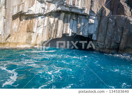 Beautiful Blue Cave (Gama no Kuchi) in Kumano City, Mie Prefecture Beautiful Blue Cave (Gama no Kuchi) in Kumano City, Mie Prefecture 134583640