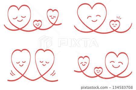 Cute hand-drawn heart red line drawing illustration material set Love heart line art vector Cute hand-drawn heart red line drawing illustration material set Love heart line art vector 134583708