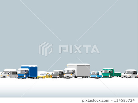 Traffic congestion due to snowfall Traffic congestion due to snowfall 134583724