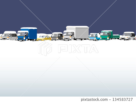 Nighttime traffic congestion due to snowfall Nighttime traffic congestion due to snowfall 134583727