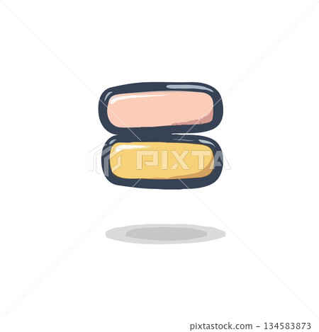 Stylized equal sign rendered in soft pastel tones suitable for educational materials and design 134583873