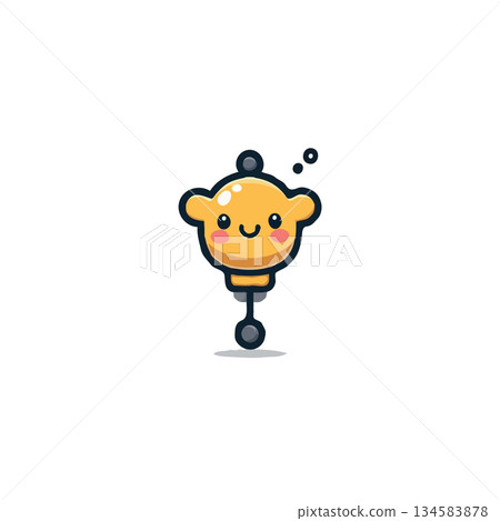 Adorable whimsical lightbulb character illustration radiating happiness illuminating creative Adorable whimsical lightbulb character illustration radiating happiness illuminating creative 134583878