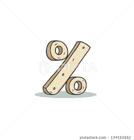 Hand drawn percentage sign illustration for creative promotional discount sale campaigns in modern 134583882