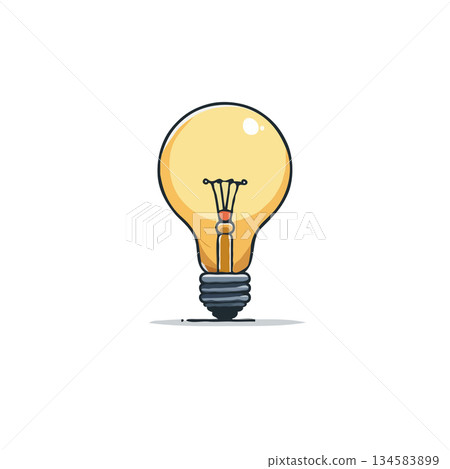 Illustration of a single lightbulb symbolizing innovative ideas, illumination, solution, 134583899