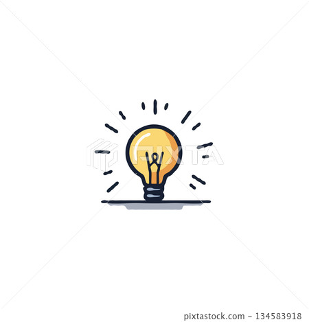 Stylized lightbulb illustration symbolizing innovation concept shining brightly with positive Stylized lightbulb illustration symbolizing innovation concept shining brightly with positive 134583918