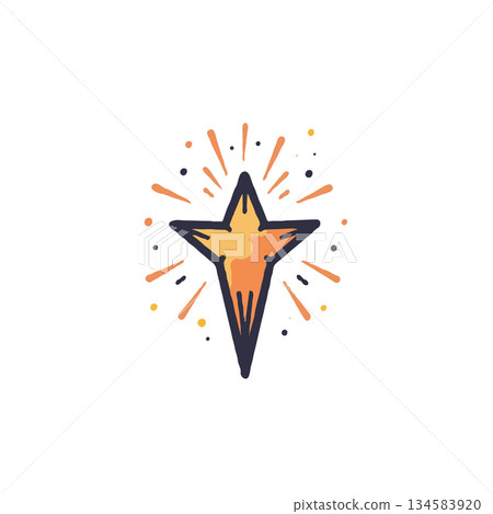 A hand drawn celestial body radiating light embodies holiday spirit with festive cheer and modern 134583920