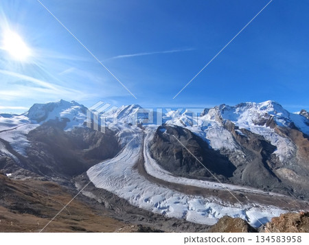 Clear skies and the Gorner Glacier Clear skies and the Gorner Glacier 134583958