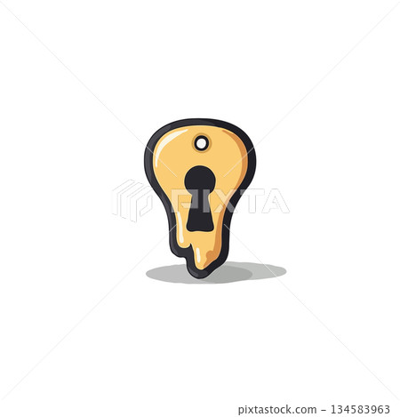 Conceptual melted keyhole design with dripping edges, signifying vulnerability, security breach Conceptual melted keyhole design with dripping edges, signifying vulnerability, security breach 134583963