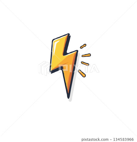Illustration of a dynamically shaped lightning bolt, a symbol of sudden force and raw electrical Illustration of a dynamically shaped lightning bolt, a symbol of sudden force and raw electrical 134583966