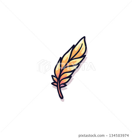 Stylized feather illustration showcasing simple design and soft color palette for artistic 134583974