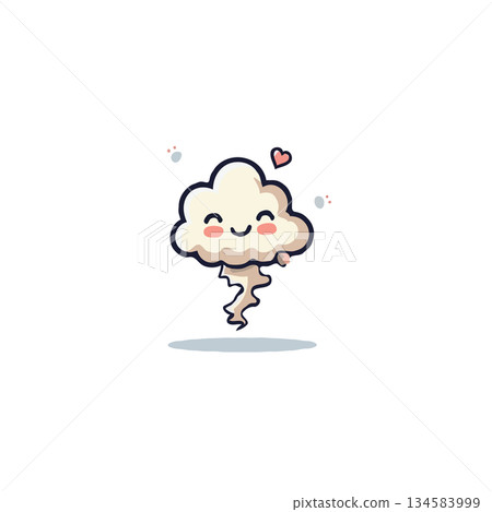 Adorable cloud character expressing love with a small heart floats gently above a swirling form 134583999