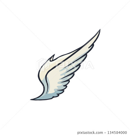 Graceful feather wing illustration evoking freedom and ethereal flight with stylized cartoon 134584000