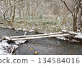 Photographing the snowy scenery of a stream in Otobe, Hokkaido in winter 134584016