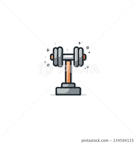 Digital illustration showcasing a stylized dumbbell symbolizing fitness strength and healthy Digital illustration showcasing a stylized dumbbell symbolizing fitness strength and healthy 134584115