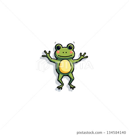 Cheerful amphibian friend waving welcomes playfully isolated against a clean background creating a Cheerful amphibian friend waving welcomes playfully isolated against a clean background creating a 134584140