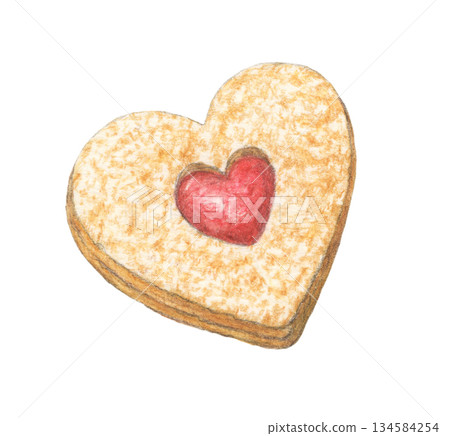 果醬夾心餅乾水彩鉛筆插圖 134584254