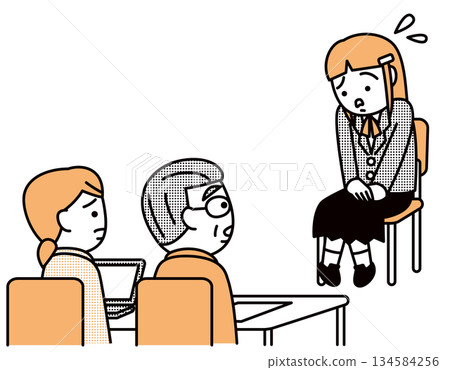 A high school girl is nervous about an interview 134584256