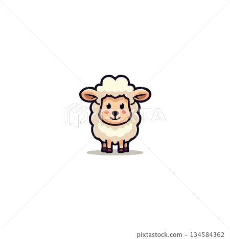 Adorable fluffy lamb with charming simplicity stands calmly showcasing soft wool, endearing Adorable fluffy lamb with charming simplicity stands calmly showcasing soft wool, endearing 134584362