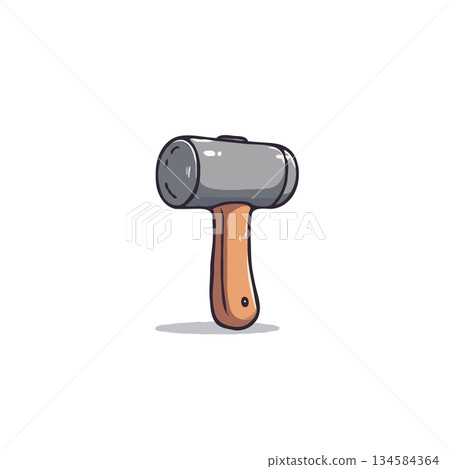 Minimalist cartoon rubber mallet illustration showcasing hand tool design on clean white 134584364