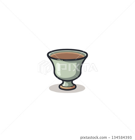 Elegant refreshment depiction: a whimsical illustration of a drink in a classic footed goblet Elegant refreshment depiction: a whimsical illustration of a drink in a classic footed goblet 134584393