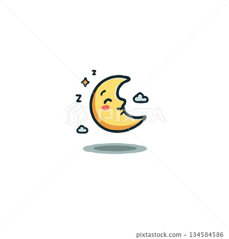 Whimsical celestial dreamscape a crescent moon face drifting amidst sleepy zees and fluffy clouds Whimsical celestial dreamscape a crescent moon face drifting amidst sleepy zees and fluffy clouds 134584586