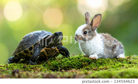 龜兔賽跑(人工智慧生成的圖像) 龜兔賽跑(人工智慧生成的圖像) 134584623