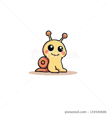 Adorable cartoon snail illustration on white background showcasing innocence and simplicity its 134584686