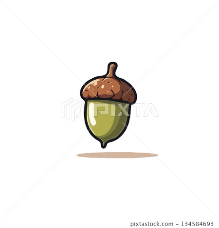 Whimsical Acorn Illustration Featuring Earthy Tones and Clean Lines for Nature and Autumnal Designs 134584693