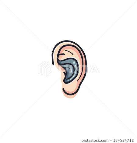 Anatomical ear illustration showcasing inner detail ideal for education and medical presentations Anatomical ear illustration showcasing inner detail ideal for education and medical presentations 134584718