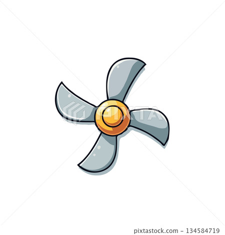 Stylized representation of a rotating fan design highlighting simple shapes and neutral colors Stylized representation of a rotating fan design highlighting simple shapes and neutral colors 134584719