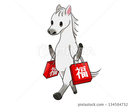 白馬拿著福袋 白馬拿著福袋 134584732