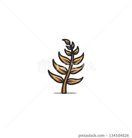 Stylized botanical illustration showcasing delicate leaves, suggesting nature's gentle growth and Stylized botanical illustration showcasing delicate leaves, suggesting nature's gentle growth and 134584826