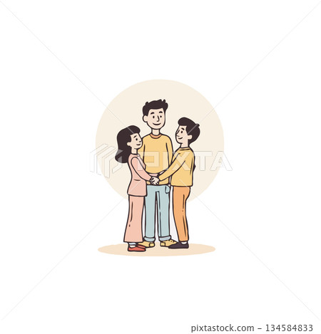 Delightful family embrace radiating unity connection representing kinship love harmony and joy 134584833