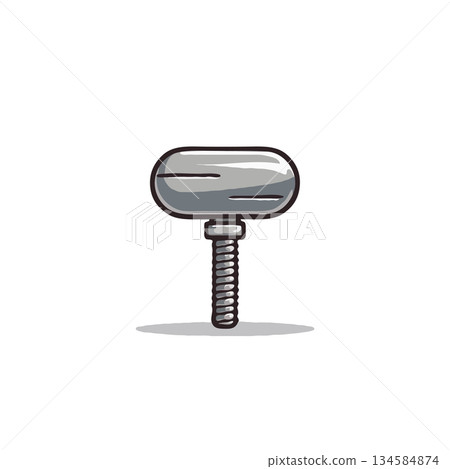 Stylized metal fastener illustration featuring screw thread and smooth rounded head design Stylized metal fastener illustration featuring screw thread and smooth rounded head design 134584874