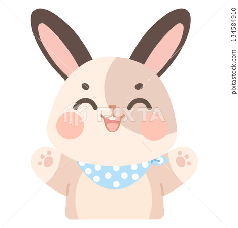Cute Smiling Bunny With Bandana Illustration 134584910