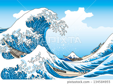 Katsushika Hokusai image of the great wave bright version Katsushika Hokusai image of the great wave bright version 134584955