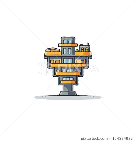 Unique conceptual architecture features a multistory residence design balancing futuristic vision 134584982