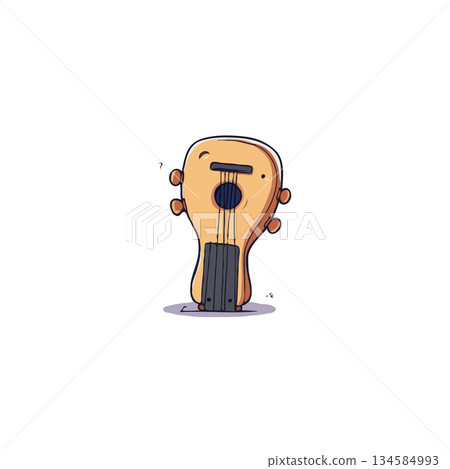 Playful ukulele character with whimsical design and endearing expression evoking a sense of joy Playful ukulele character with whimsical design and endearing expression evoking a sense of joy 134584993