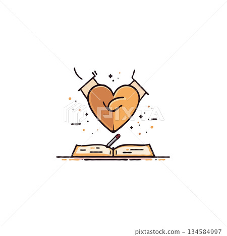 Heartfelt expression with a book, creative inspiration and the power of love within storytelling Heartfelt expression with a book, creative inspiration and the power of love within storytelling 134584997
