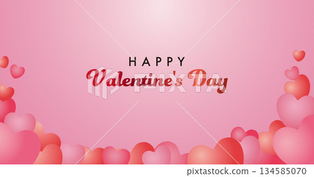 Valentine's Day background material with scattered hearts. 134585070