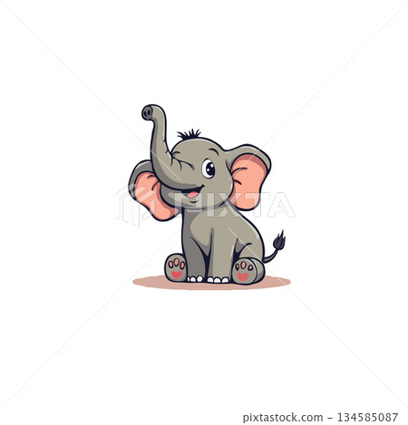 Charming cartoon elephant illustration showcasing whimsical artistry adorable features delightful 134585087