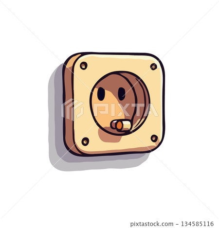 Stylized electric socket illustration creates playful energy concept for modern connection design Stylized electric socket illustration creates playful energy concept for modern connection design 134585116